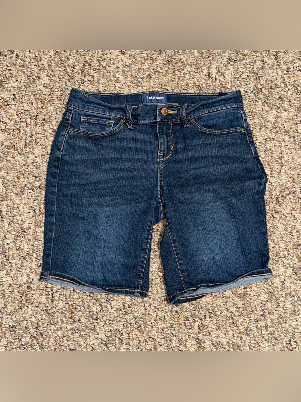 Old Navy girls size 14 shorts Dark Blue Denim Bermuda Shorts adjustable waist